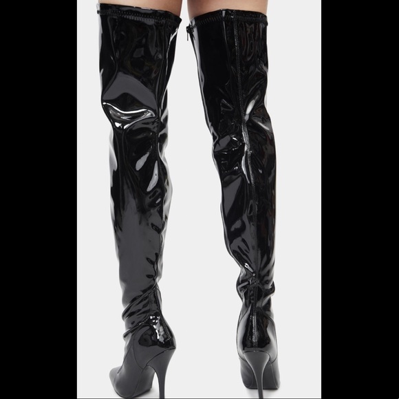 Pleaser Black Vinyl Boots - Picture 4 of 4